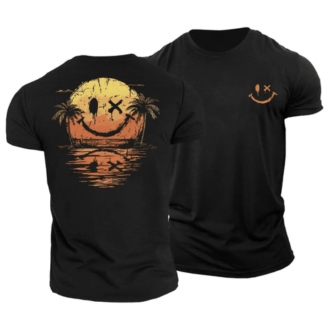 Hubert | Stylisches Unisex T-Shirt - Sommerliches Smiley Meer Design