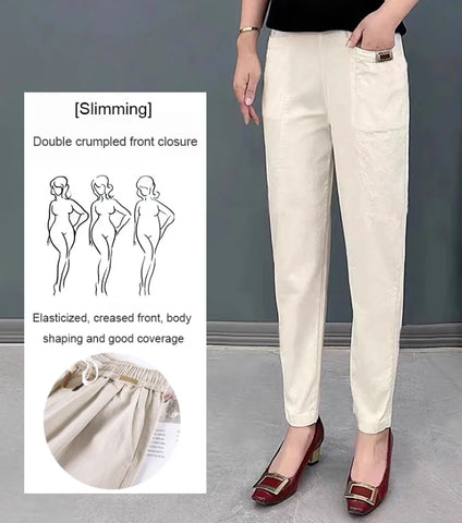 Ensley | Elastische Baumwollhosen für Damen mit Taillenbetonung