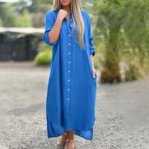 Maximilie | Casual Leinenkleid mit Frontknöpfen