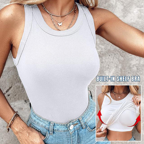 Edna | Geripptes Tanktop mit integriertem BH für Frauen