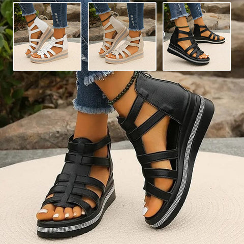 Danny | Stylische Strass-Sandalen - Elegante Keilabsatz Sandalen Damen