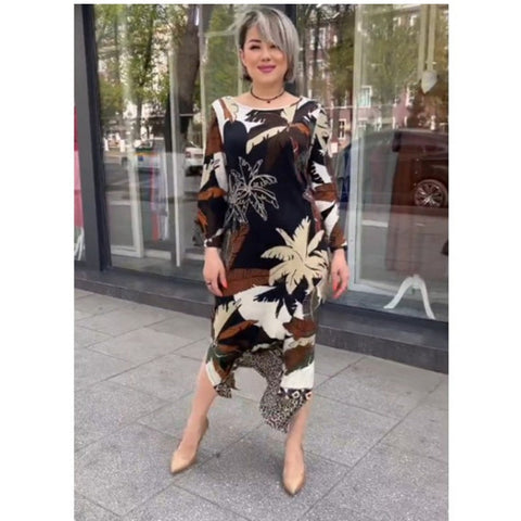 Ulises | Runden Kleid mit asymmetrischem Ausschnitt und Blumenprint