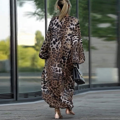 Brylee | Lässiges langärmeliges Damenkleid mit Leopardenmuster