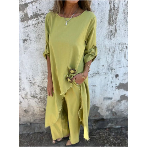 Terry | Elegantes Baumwoll- und Leinen-Zweiteiler-Kleid