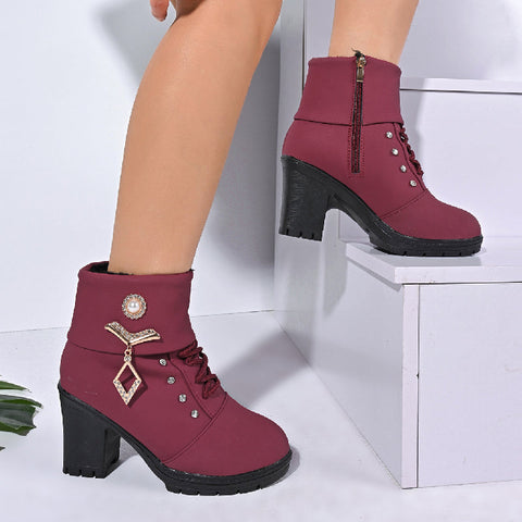 Payton | Stiefeletten Damen - Elegante Stiefeletten mit Strass-Dekor für Winteroutfit Frauen