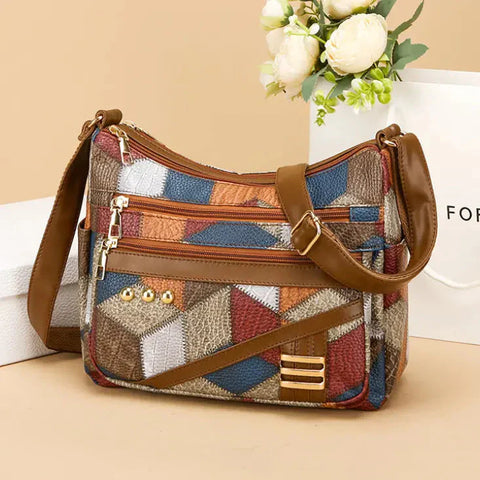 Lina | Trendige Multicolor-Umhängetasche aus weichem PU-Leder