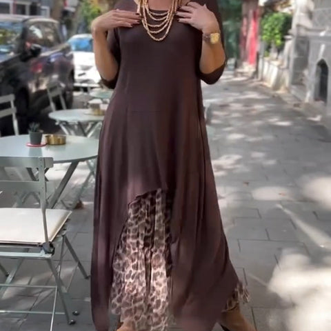 Liana | Longsleeve Midi Kleid mit Leopardenmuster
