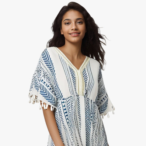 Lea | Stilvolles Ethno-Kleid mit V-Ausschnitt