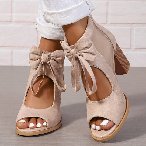 Gillian | Offene Sandalen mit Schleife und klobigem Absatz für Damen