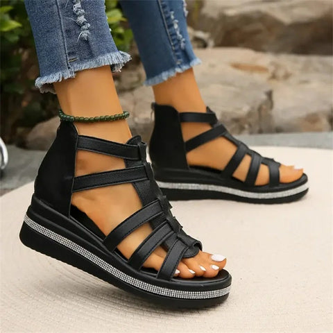 Teresa | Strass-Sandalen mit Keilabsatz
