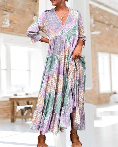 Sonia | Bluse mit Farbblock-Print und langen Ärmeln