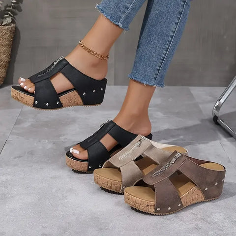 Bill | Orthopädische Sandalen mit offener Zehe und Keilabsatz im Trend