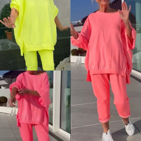 Yara | Loungewear Set mit Pullover Top und verkürzter Hose - Bequemes Top für Studentenmode