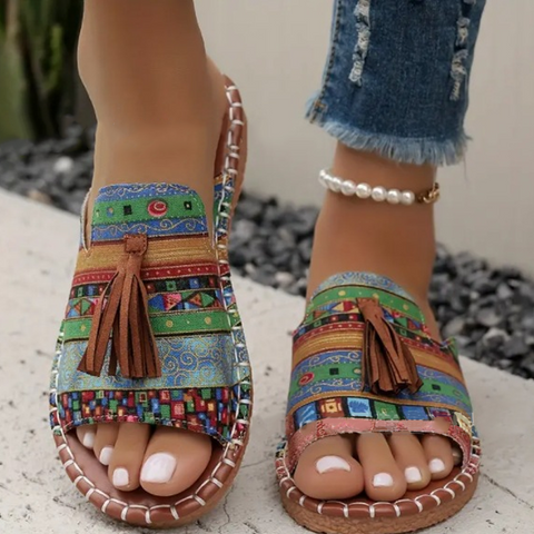 Vanna | Damen-Sandalen mit böhmischem Muster zum Hineinschlüpfen