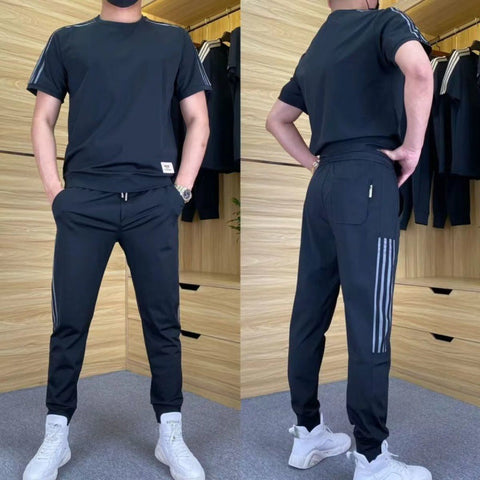 Tru | Herren High Stretch Kurzarm-Top & Jogginghose 2er-Set