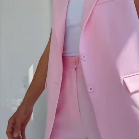 Sierra | Stilvolles Set aus ärmellosem Blazer und hoch taillierter Hose für Damen