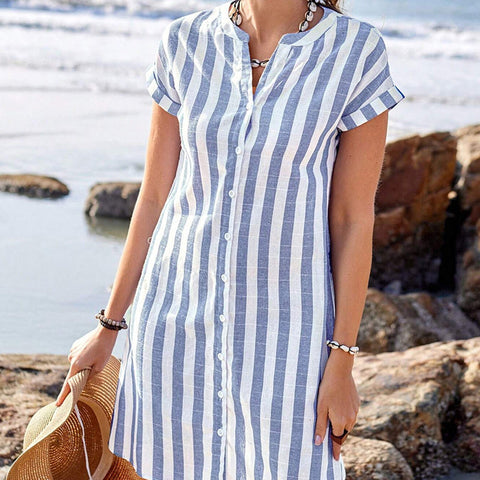 Zella | Gestreiftes Button-Down-Hemdkleid für Damen