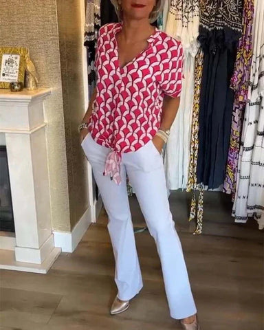 Clarice | Top Casual mit V-Ausschnitt und Druck