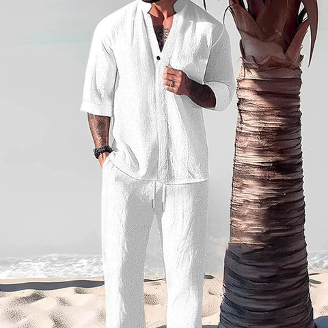 Phoenix | Herren lässiges lockeres Halbarm-Shirt und Hose-Set in Uni-Farben 76301440Y